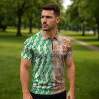 Aloha Hawaii Palaka Tuberose Lei Zipper Polo Shirt Hawaiian Quilt Seamless Style LT14 - Polynesian Pride