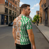 Aloha Hawaii Palaka Tuberose Lei Zipper Polo Shirt Hawaiian Quilt Seamless Style LT14 - Polynesian Pride