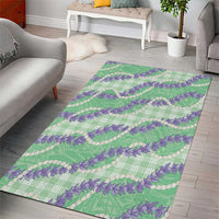 Pastel Green Hawaii Palaka Honohono Pikake Area Rug Hawaiian Orchid Lei Polynesian Pattern - Polynesian Pride