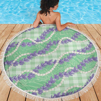 Pastel Green Hawaii Palaka Honohono Pikake Beach Blanket Hawaiian Orchid Lei Polynesian Pattern - Polynesian Pride