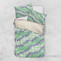 Pastel Green Hawaii Palaka Honohono Pikake Bedding Set Hawaiian Orchid Lei Polynesian Pattern - Polynesian Pride