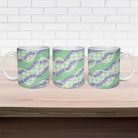 Pastel Green Hawaii Palaka Honohono Pikake Ceramic Mug Hawaiian Orchid Lei Polynesian Pattern - Polynesian Pride