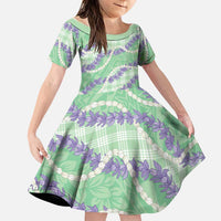 Pastel Green Hawaii Palaka Honohono Pikake Family Matching Mermaid Dress and Hawaiian Shirt Hawaiian Orchid Lei Polynesian Pattern LT14 Daughter's Dress Pastel Green - Polynesian Pride