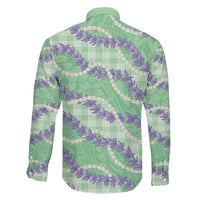 Pastel Green Hawaii Palaka Honohono Pikake Family Matching Off Shoulder Maxi Dress and Hawaiian Shirt Hawaiian Orchid Lei Polynesian Pattern LT14 - Polynesian Pride