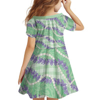 Pastel Green Hawaii Palaka Honohono Pikake Family Matching Off Shoulder Short Dress and Hawaiian Shirt Hawaiian Orchid Lei Polynesian Pattern LT14 - Polynesian Pride