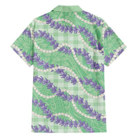 Pastel Green Hawaii Palaka Honohono Pikake Family Matching Off Shoulder Short Dress and Hawaiian Shirt Hawaiian Orchid Lei Polynesian Pattern LT14 - Polynesian Pride