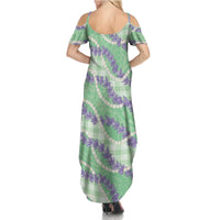 Pastel Green Hawaii Palaka Honohono Pikake Family Matching Summer Maxi Dress and Hawaiian Shirt Hawaiian Orchid Lei Polynesian Pattern LT14 - Polynesian Pride