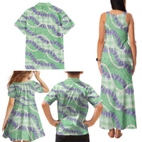 Pastel Green Hawaii Palaka Honohono Pikake Family Matching Tank Maxi Dress and Hawaiian Shirt Hawaiian Orchid Lei Polynesian Pattern - Polynesian Pride