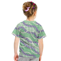 Pastel Green Hawaii Palaka Honohono Pikake Kid T Shirt Hawaiian Orchid Lei Polynesian Pattern LT14 - Polynesian Pride