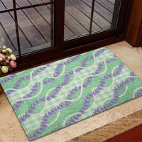 Pastel Green Hawaii Palaka Honohono Pikake Rubber Doormat Hawaiian Orchid Lei Polynesian Pattern - Polynesian Pride