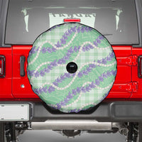 Pastel Green Hawaii Palaka Honohono Pikake Spare Tire Cover Hawaiian Orchid Lei Polynesian Pattern - Polynesian Pride
