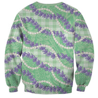 Pastel Green Hawaii Palaka Honohono Pikake Sweatshirt Hawaiian Orchid Lei Polynesian Pattern - Polynesian Pride