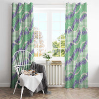 Pastel Green Hawaii Palaka Honohono Pikake Window Curtain Hawaiian Orchid Lei Polynesian Pattern - Polynesian Pride