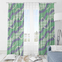 Pastel Green Hawaii Palaka Honohono Pikake Window Curtain Hawaiian Orchid Lei Polynesian Pattern - Polynesian Pride
