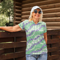 Pastel Green Hawaii Palaka Honohono Pikake Women Polo Shirt Hawaiian Orchid Lei Polynesian Pattern LT14 - Polynesian Pride