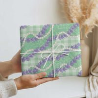 Pastel Green Hawaii Palaka Honohono Pikake Wrapping Paper Hawaiian Orchid Lei Polynesian Pattern - Polynesian Pride