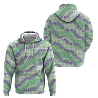 Pastel Green Hawaii Palaka Honohono Pikake Zip Hoodie Hawaiian Orchid Lei Polynesian Pattern - Polynesian Pride