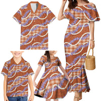 Orange Hawaii Palaka Honohono Pikake Family Matching Mermaid Dress and Hawaiian Shirt Hawaiian Orchid Lei Polynesian Pattern LT14 - Polynesian Pride