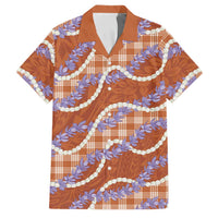Orange Hawaii Palaka Honohono Pikake Family Matching Off The Shoulder Long Sleeve Dress and Hawaiian Shirt Hawaiian Orchid Lei Polynesian Pattern LT14 Dad's Shirt - Short Sleeve Orange - Polynesian Pride