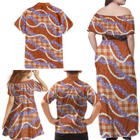 Orange Hawaii Palaka Honohono Pikake Family Matching Off Shoulder Maxi Dress and Hawaiian Shirt Hawaiian Orchid Lei Polynesian Pattern LT14 - Polynesian Pride