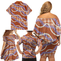 Orange Hawaii Palaka Honohono Pikake Family Matching Off Shoulder Short Dress and Hawaiian Shirt Hawaiian Orchid Lei Polynesian Pattern LT14 - Polynesian Pride