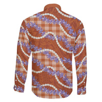 Orange Hawaii Palaka Honohono Pikake Family Matching Off Shoulder Short Dress and Hawaiian Shirt Hawaiian Orchid Lei Polynesian Pattern LT14 - Polynesian Pride