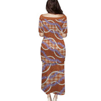 Orange Hawaii Palaka Honohono Pikake Family Matching Puletasi and Hawaiian Shirt Hawaiian Orchid Lei Polynesian Pattern LT14 - Polynesian Pride
