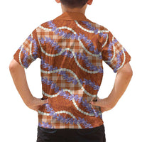 Orange Hawaii Palaka Honohono Pikake Family Matching Tank Maxi Dress and Hawaiian Shirt Hawaiian Orchid Lei Polynesian Pattern LT14 - Polynesian Pride