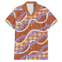 Orange Hawaii Palaka Honohono Pikake Hawaiian Shirt Hawaiian Orchid Lei Polynesian Pattern - Polynesian Pride