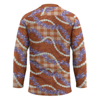 Orange Hawaii Palaka Honohono Pikake Hockey Jersey Hawaiian Orchid Lei Polynesian Pattern - Polynesian Pride