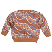 Orange Hawaii Palaka Honohono Pikake Kid Ugly Christmas Sweater Hawaiian Orchid Lei Polynesian Pattern - Polynesian Pride