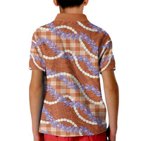 Orange Hawaii Palaka Honohono Pikake Kid Polo Shirt Hawaiian Orchid Lei Polynesian Pattern LT14 - Polynesian Pride