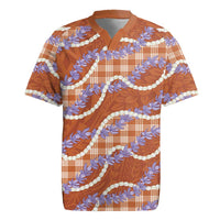Orange Hawaii Palaka Honohono Pikake Rugby Jersey Hawaiian Orchid Lei Polynesian Pattern - Polynesian Pride
