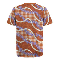 Orange Hawaii Palaka Honohono Pikake Rugby Jersey Hawaiian Orchid Lei Polynesian Pattern - Polynesian Pride