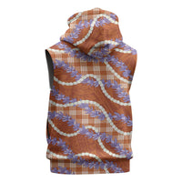 Orange Hawaii Palaka Honohono Pikake Sleeveless Zip Hoodie Hawaiian Orchid Lei Polynesian Pattern LT14 - Polynesian Pride