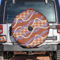 Orange Hawaii Palaka Honohono Pikake Spare Tire Cover Hawaiian Orchid Lei Polynesian Pattern - Polynesian Pride