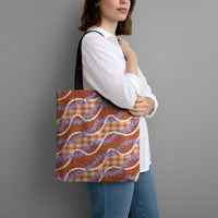 Orange Hawaii Palaka Honohono Pikake Tote Bag Hawaiian Orchid Lei Polynesian Pattern - Polynesian Pride