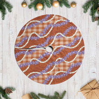 Orange Hawaii Palaka Honohono Pikake Tree Skirt Hawaiian Orchid Lei Polynesian Pattern - Polynesian Pride