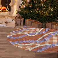 Orange Hawaii Palaka Honohono Pikake Tree Skirt Hawaiian Orchid Lei Polynesian Pattern - Polynesian Pride