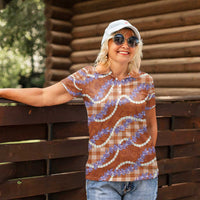 Orange Hawaii Palaka Honohono Pikake Women Polo Shirt Hawaiian Orchid Lei Polynesian Pattern LT14 - Polynesian Pride