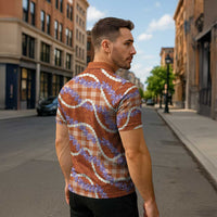 Orange Hawaii Palaka Honohono Pikake Zipper Polo Shirt Hawaiian Orchid Lei Polynesian Pattern LT14 - Polynesian Pride