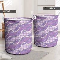 Purple Hawaii Palaka Honohono Pikake Laundry Basket Hawaiian Orchid Lei Polynesian Pattern - Polynesian Pride