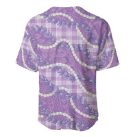 Purple Hawaii Palaka Honohono Pikake Baseball Jersey Hawaiian Orchid Lei Polynesian Pattern - Polynesian Pride