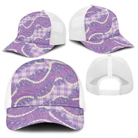 Purple Hawaii Palaka Honohono Pikake Baseball Net Cap Hawaiian Orchid Lei Polynesian Pattern - Polynesian Pride