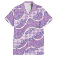 Purple Hawaii Palaka Honohono Pikake Family Matching Off The Shoulder Long Sleeve Dress and Hawaiian Shirt Hawaiian Orchid Lei Polynesian Pattern LT14 Dad's Shirt - Short Sleeve Purple - Polynesian Pride