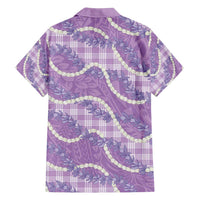 Purple Hawaii Palaka Honohono Pikake Family Matching Off Shoulder Short Dress and Hawaiian Shirt Hawaiian Orchid Lei Polynesian Pattern LT14 - Polynesian Pride