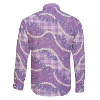 Purple Hawaii Palaka Honohono Pikake Family Matching Off Shoulder Short Dress and Hawaiian Shirt Hawaiian Orchid Lei Polynesian Pattern LT14 - Polynesian Pride