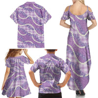 Purple Hawaii Palaka Honohono Pikake Family Matching Summer Maxi Dress and Hawaiian Shirt Hawaiian Orchid Lei Polynesian Pattern - Polynesian Pride