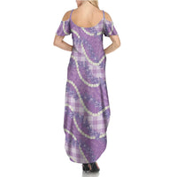 Purple Hawaii Palaka Honohono Pikake Family Matching Summer Maxi Dress and Hawaiian Shirt Hawaiian Orchid Lei Polynesian Pattern LT14 - Polynesian Pride