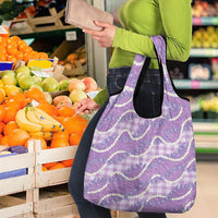 Purple Hawaii Palaka Honohono Pikake Grocery Bag Hawaiian Orchid Lei Polynesian Pattern - Polynesian Pride